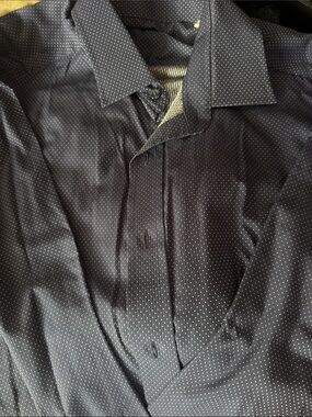Hall Madden slim fit LG Men's Navy Microdot Button-Up Shirt 100% cotton